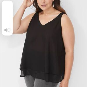 Lane Bryant 26 Plus Black Swing Sleeveless Double-Layer Shell